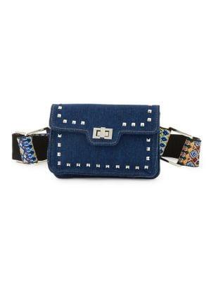 Steve Madden Studded Denim And Guitar Strap Belt Bag