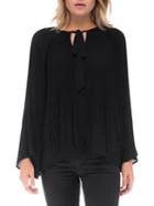 B Collection By Bobeau Ivanna Pleated Tie Neck Top