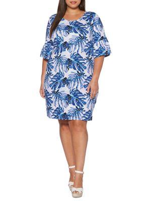 Rafaella Plus Tropical Leaf Shift Dress