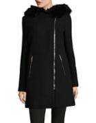 Calvin Klein Faux Fur Trim Long Coat