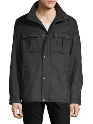 Cole Haan Wool Blend Stand Collar Jacket