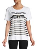 Karl Lagerfeld Paris Paris Striped Graphic T-shirt