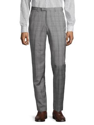 Hugo Simmons Plaid Wool Dress Pants
