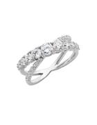 Lord & Taylor Sterling Silver And Cubic Zirconia Interlocking Ring