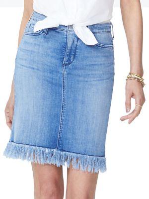 Nydj Five-pocket Frayed Denim Skirt