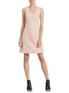Donna Karan Textured V-neck Fit-&-flare Dress