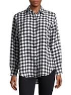 Lord & Taylor Petite Checkered Linen Button-down Shirt