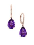 Effy Viola Diamond, Amethyst And 14k Rose Gold Drop Earrings, 0.04 Tcw