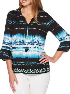 Rafaella Petite Tie Dyed Bell-sleeve Top