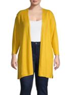 Albert Nipon Plus Chevron Stitch Open Front Cardigan