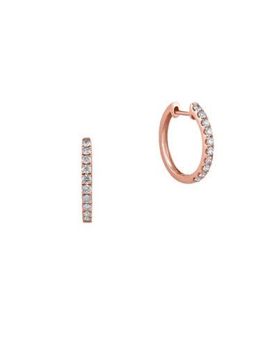 Effy Pave Rose Diamond And 14k Rose Gold Hoop Earrings