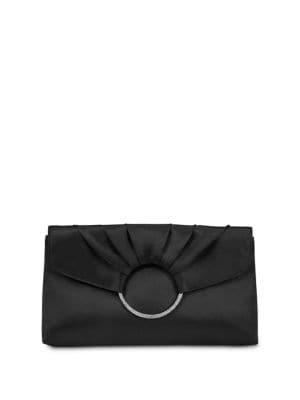 Jessica Mcclintock Scarlette Flap Rhinestone Ring Convertible Satin Clutch