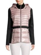 Calvin Klein Performance Hooded Quilt & Knit Combo Down Coat