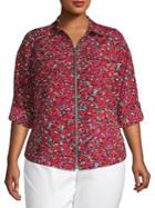 Michael Michael Kors Plus Floral Zip-front Top