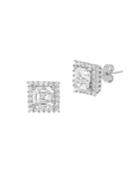 Lord & Taylor Square 925 Sterling Silver & Crystal Stud Earrings