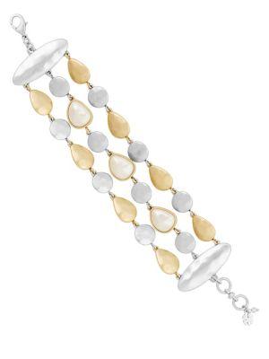 Lucky Brand Land And Sea Faux Pearl And Crystal Layered Bracelet