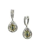 Effy Green Amethyst, Sterling Silver And 18k Yellow Gold Drop Earrings