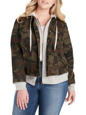 Jessica Simpson Plus Peony Camo Hoodie Jacket