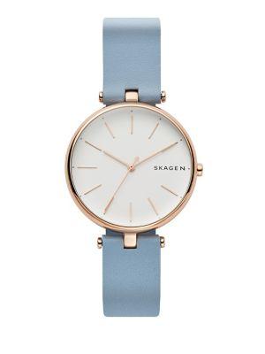 Skagen Signatur T-bar Round Leather-strap Watch
