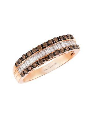 Le Vian Chocolatier Chocolate And Vanilla Diamonds Ring In 14k Strawberry Gold