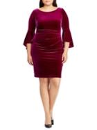 Lauren Ralph Lauren Plus Velvet Bell-sleeve Dress