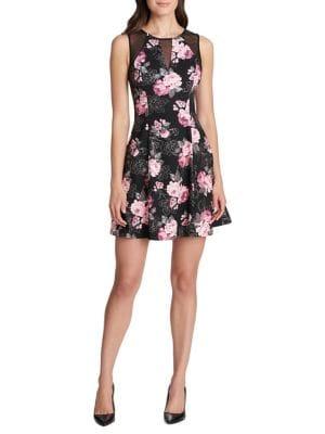 Guess Floral-print Fit-&-flare Dress