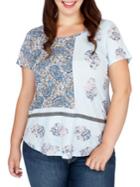 Lucky Brand Plus Plus Paisley Mixed Top