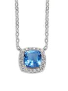 Nadri Blue Framed Cushion-cut Necklace