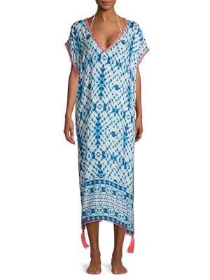 Surf Gypsy Tasseled Tie-dye Side-slit Coverup