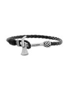 Steve Madden Braided Stainless Steel And Leather Braided Bracelet