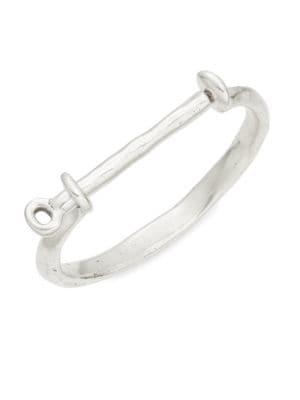 Uno De 50 Men's Shackled Hammered Silvertone Bracelet