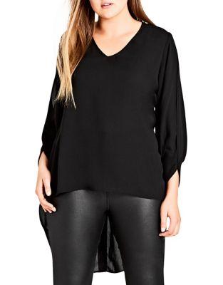 City Chic Plus Sexy Button Back Top