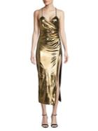 Bardot Metallic Open-back Midi Dress