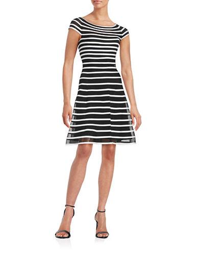 Betsy & Adam Striped Fit-and-flare Dress