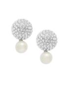 Kate Spade New York Simulated Pearl And Pave Crystal Double Bauble Stud Earrings