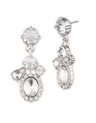 Givenchy Crystal Silvertone Drop Earrings
