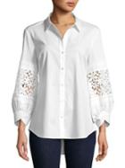 Imnyc Isaac Mizrahi Lace Inset Button-front Shirt