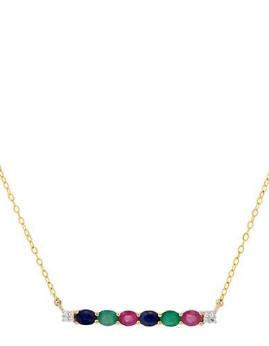 Lord & Taylor Ruby, Emerald, Sapphire, White Sapphire And 14k Yellow Gold Pendant Necklace