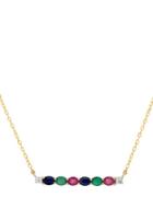 Lord & Taylor Ruby, Emerald, Sapphire, White Sapphire And 14k Yellow Gold Pendant Necklace