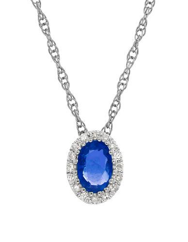 Lord & Taylor Sapphire, Diamond And 14k White Gold Pendant Necklace