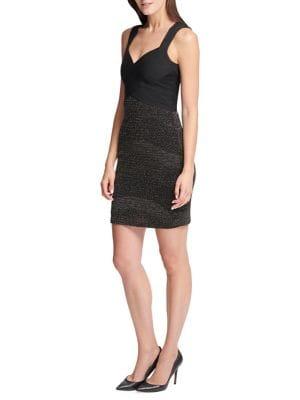 Guess Mixed-media Bodycon Mini Dress