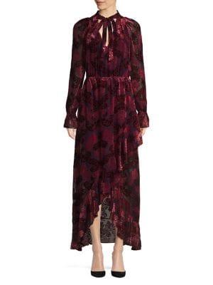Ml Monique Lhuillier Long Sleeve Velvet Gown
