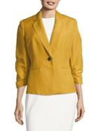 Nipon Boutique Ruched Sleeve Fitted Blazer