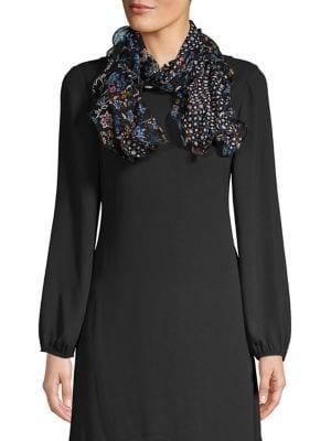 Lauren Ralph Lauren Ditsy Print Ruffle Silk Scarf