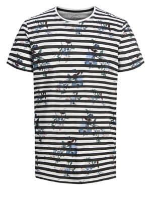 Jack & Jones Striped High-low Cotton Tee