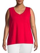 Lord & Taylor Plus V-neck Cotton Tank Top