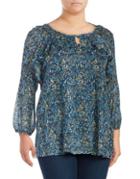 Lucky Brand Plus Floral Ruffled Top