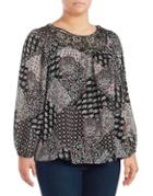 Context Mixed Patterned Long Sleeved Blouse
