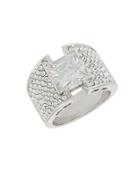 Michela Pave Encrusted Solitaire Band Ring
