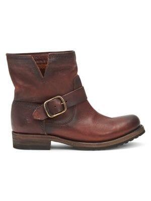 Frye Veronica Bootie Redwood Leather Moto Boots